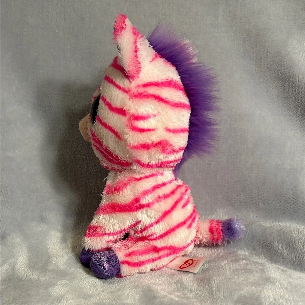 TY Beanie Boo Zazzy Zebra Pink and Purple Striped Plush Zebra (Retired)